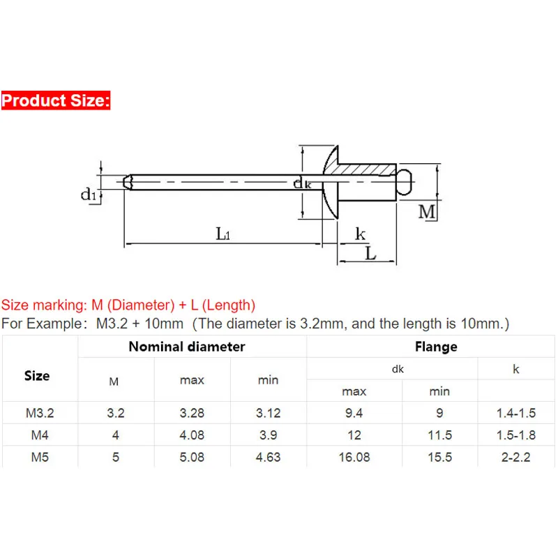 Duży Kołek Listkowy Śruba Kropelkowa Samozatrzaskowy Nit Aluminiowy Duży Kołnierz Otwarty Nit Puste Otwarty Kołek Dekoracyjny Nit Wyciągany Rebite