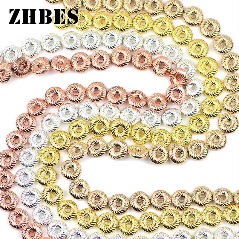 ZHBES Naturstein Runde Kreis Hämatit Donuts form Spacer Lose Perlen 10MM Für DIY Schmuck Machen Armbänder Zubehör