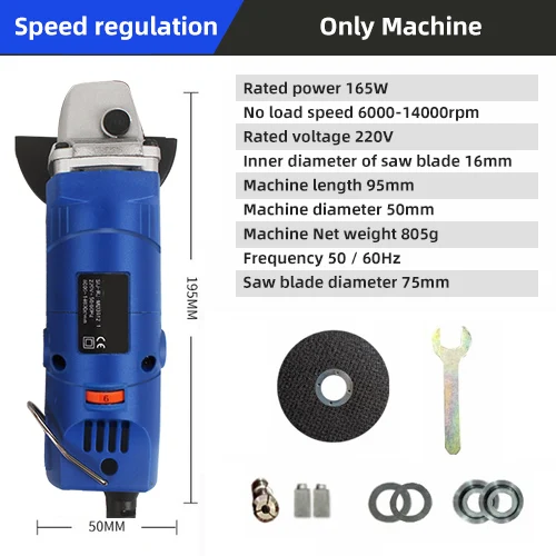 75mm Elektrische Haakse Slijpmachine Polijstmachine 220V 125W Hoge Snelheid 12000RPM Slijptool met Slijpschijven voor Metaal Hout