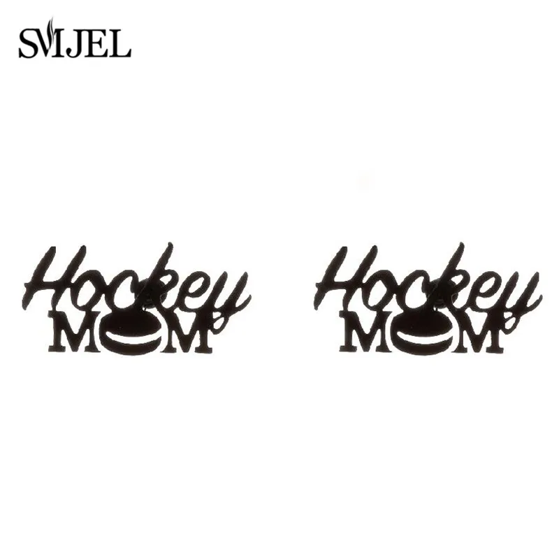 New English Alphabet Hockey Mom Small Earring for Women Stainless Steel Sports Club Jewelry Accessories Best Gifts for Friends