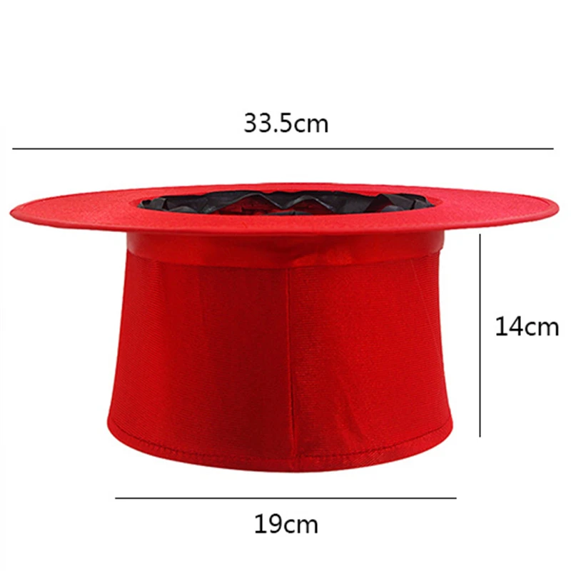 Red Folding Top Hat Spring Magic Tricks Appearing/Vanishing Objects Hat Stage Accessories Gimmick Mentalism Comedy