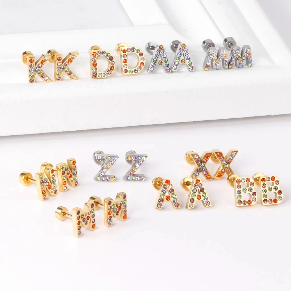 2023 Crystal Earrings for Women Letter Zircon Gold Silver color Fashion Jewelry accessories brinco Gift Wholesale