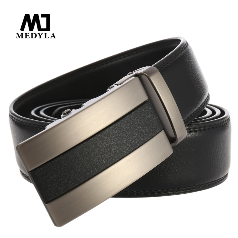 Belts For Men Genuine Leather Cowskin Black Belt Automatic Buckle High Quality Business Male Men's Belts LY1055