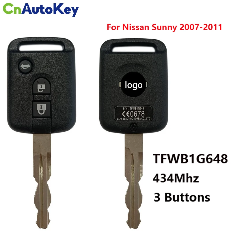 CN027091 Original Key N□□issan Sunny 2007-2011 3 Buttons Remote Key 434MHz With  PCF7936 Chip 80564-95F0F TFWB1G648