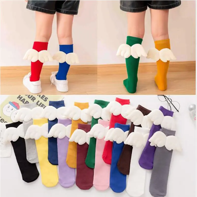 Baby Wings Stocking Kids Soft Cotton leg warm Toddler Knee High Stocking student sneaker Legwarm Autumn Winter New