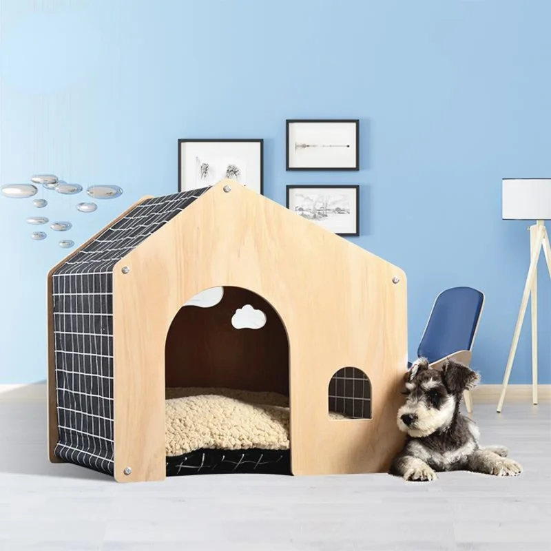 Detachable Wooden Pet Cave House Indoor Pet Cotton Pad Bed Cheap Safe Wood Dog Cat House