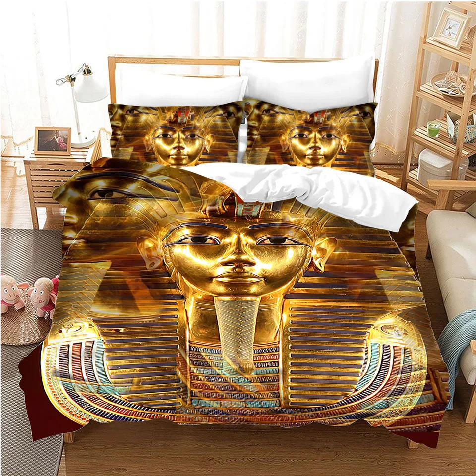 

Ancient Egypt Designer Bedding Set Luxury 3D Print Comforter Duvet Cover Set King Queen Double Bed Size Pillowcases Home Textile