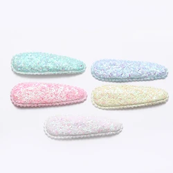 40pcs/lot 5.5cm glitter padded applique snap clip cover for BB Headdress hair clip accessories without clip