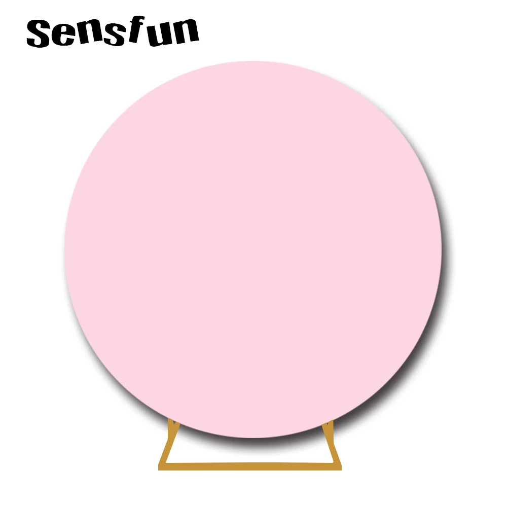 Sensfun Pure Light Pink Baby Shower Round Circle Backdrop For Photography Girs Newborn 1st Birthday Party Backgrounds Photocall