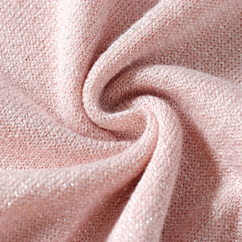 Suéter brillante de Lurex para mujer, jersey básico de manga corta con cuello redondo, Tops finos de punto de estilo coreano, 2021