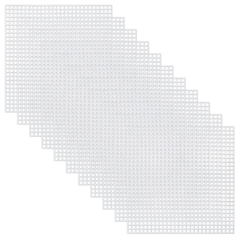 30 Pieces Plastic Mesh Canvas Sheets For Embroidery, Acrylic Yarn Crafting, Knit And Crochet Projects (10.6 X 10.6Cm)