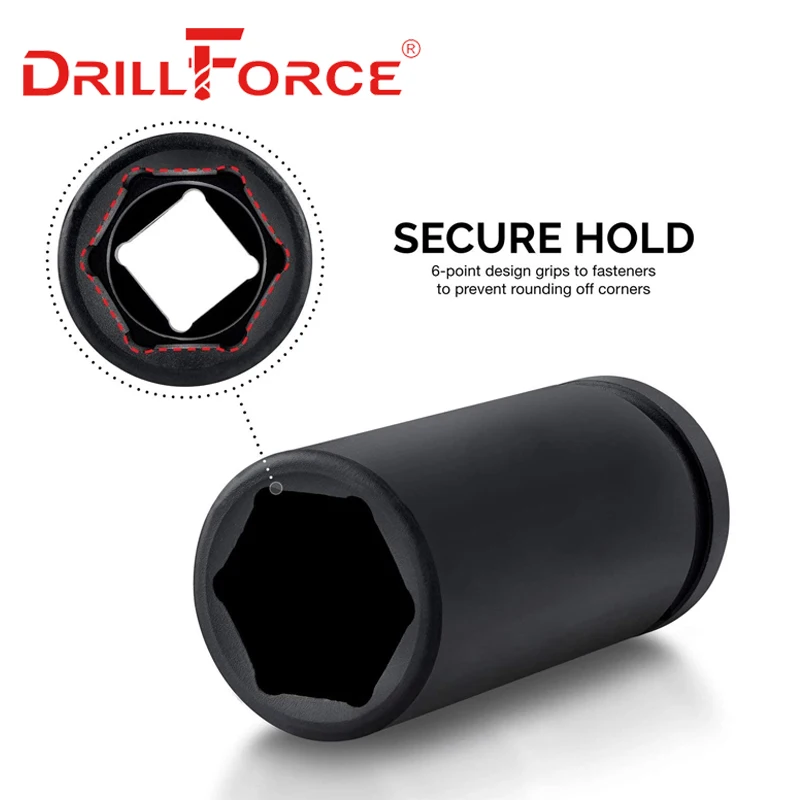 Drillforce 8-46mm Heavy Duty Deep Impact Wrench Socket Head 1/2\