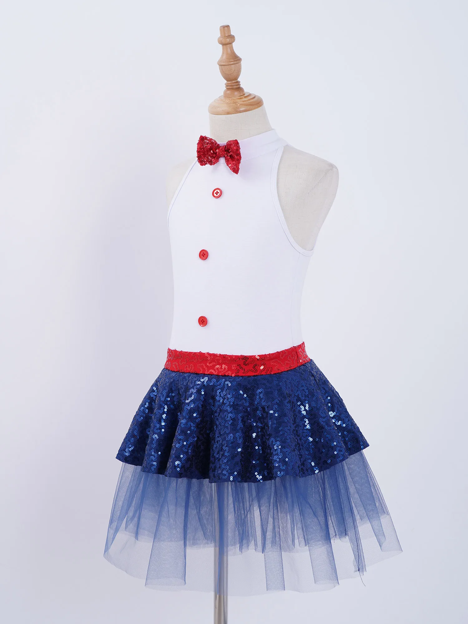 TiaoBug Kids Girls Sequins Ballet Tutu Dress Leotard Stage Performance Ballroom Dance Costume Jazz Modern Dancing Dress