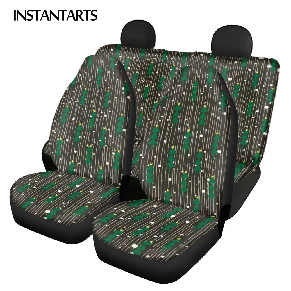 INSTANTARTS Stylsih Christmas Tree Pattern Comfortable Automobile Seats Protector Front/Back Universal Car Seat Cover Easy Clean