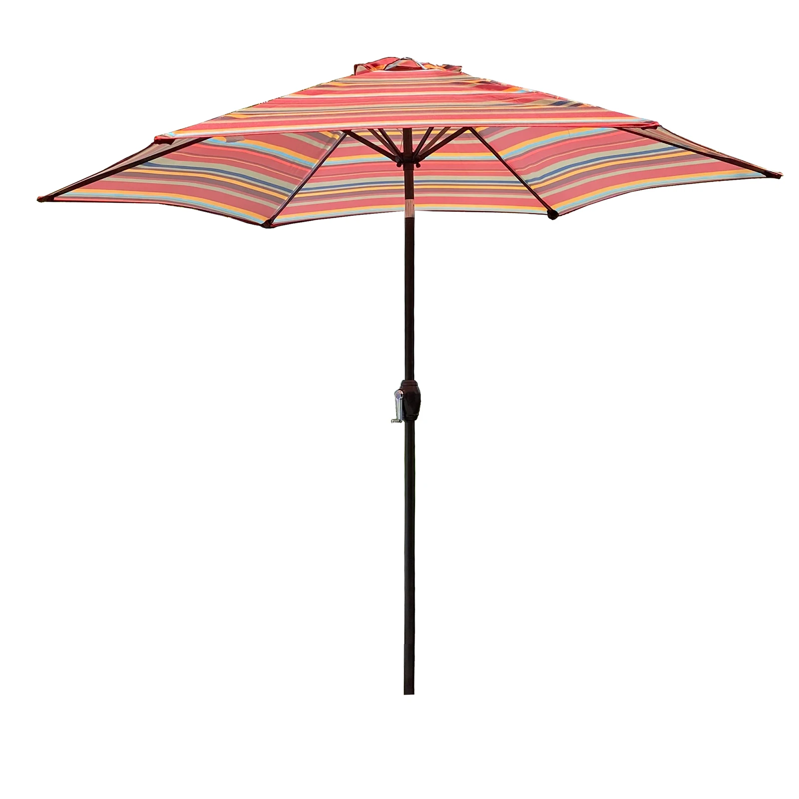 8.6-Feet Outdoor Patio Market Table Umbrella with Push Button Tilt&Crank Red/Blue Stripes without Umbrella Base[US-Depot]