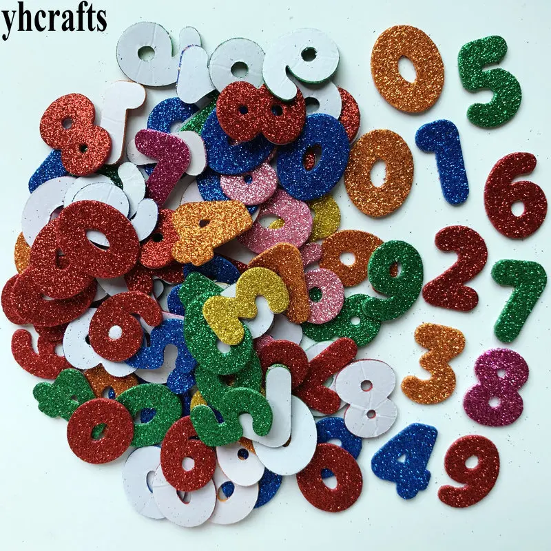 1bag/LOT,0-9 numbers glitter foam sticker Math toys Self learning Teach your own Kindergarten craft diy toys Early learning toys