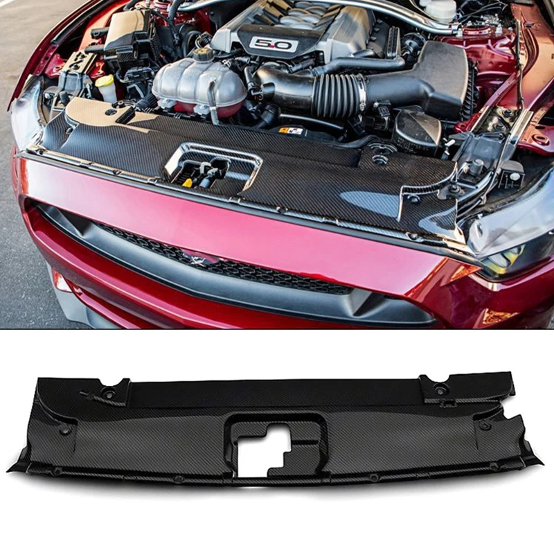 For Mustang Water Tank Radiator Cover Carbon Fiber Replace fit Mustang 2015-2020 Radiator Trim Engine Compartment Accessories