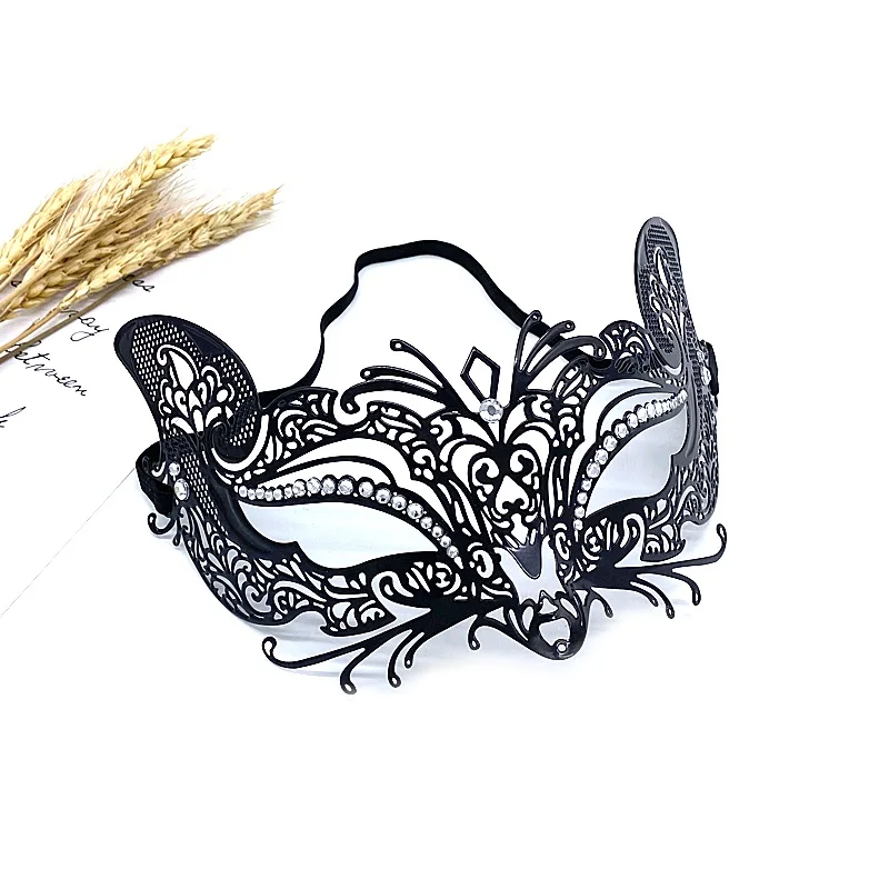 

Venice Metal Ball Mask Half Face Wrought Iron Black Sexy Princess Eye Mask Catwalk Halloween Mask