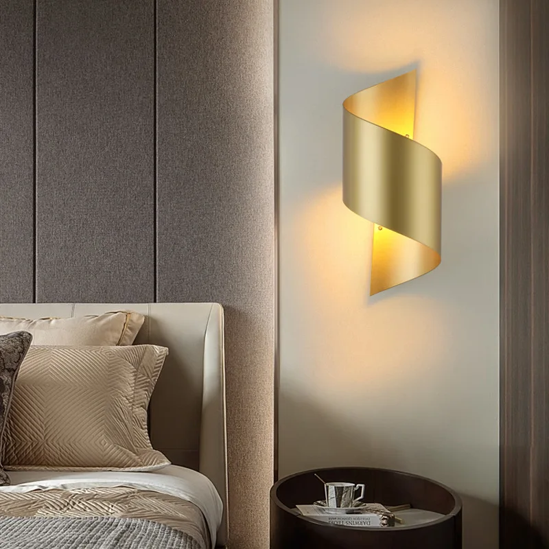 Imagem -04 - Modern Gold Led Wall Lamp Sconce para Casa Decoração de Iluminação Luminária Quarto Cabeceira Interior Escada Luminárias de Parede