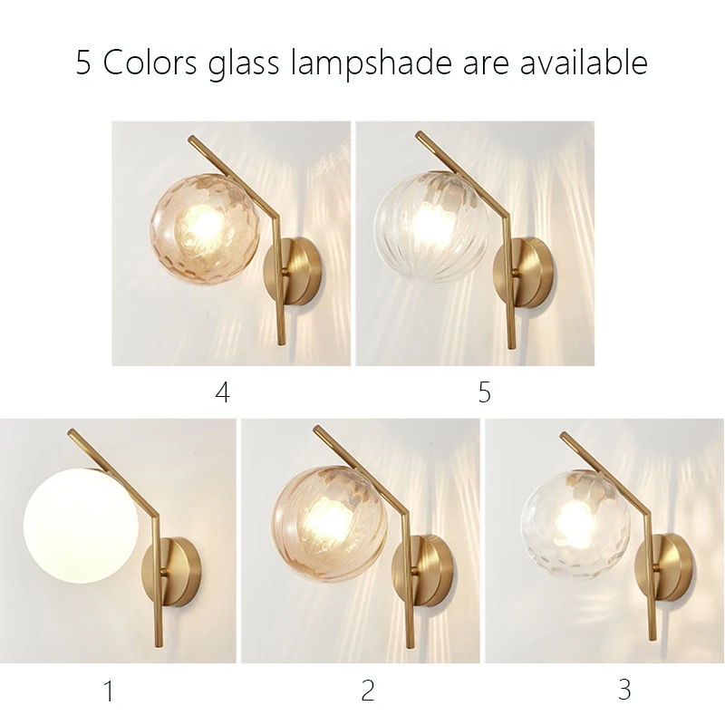 Modern Glass Ball Wall Lamp Moon Wall Lamp Led Indoor Hall Bedside Study Bedroom Corridor Aisle Decoration Round Wall Lamp