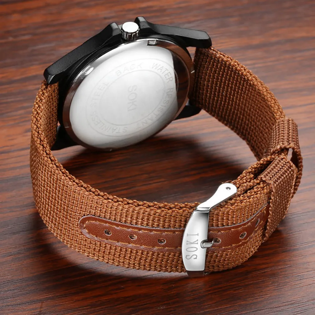 Soki Fashion Men Military Watch Woven Nylon Belt Calendar Quartz Watch Automatic Luxury Clock Men Waterproof Relogio Masculino