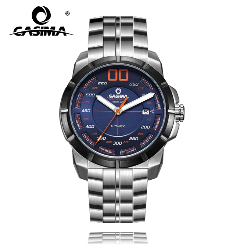 CASIMA Luxury Sport Stainless Steel Leather Straps Automatic Mechanical Watches Waterproof for Men with Date 6911