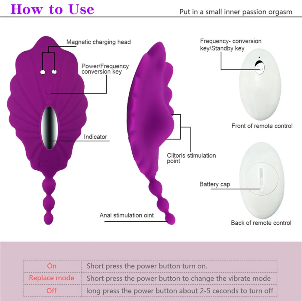 Wearable Butterfly Panties Wireless Vibrator for Women Female G Spot Clitoris Stimulator Love Egg Vagina Massager Adult Sex Toys