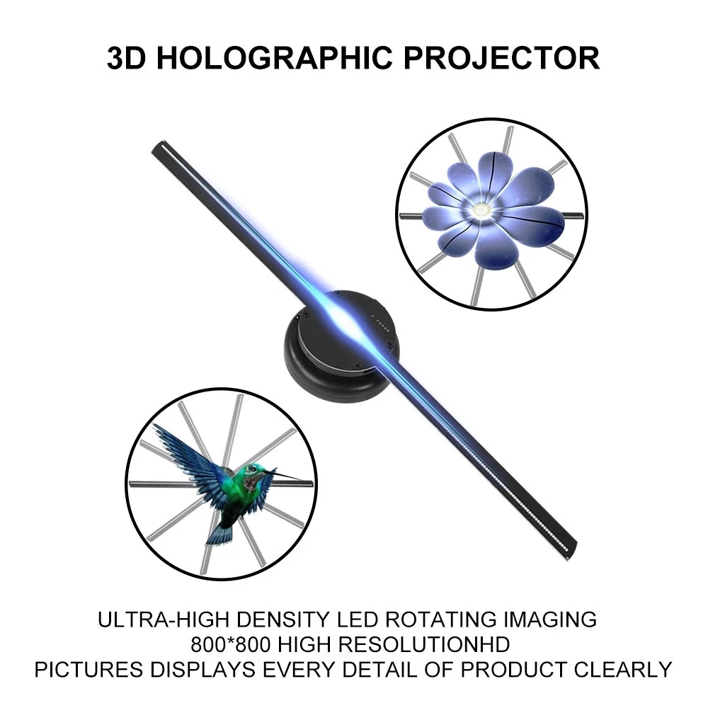 2021 3D Holographic Projector Stereo Fan High-Definition LED Screen Wall-Mounted Suspended APP Multifunction NewShop Advertising