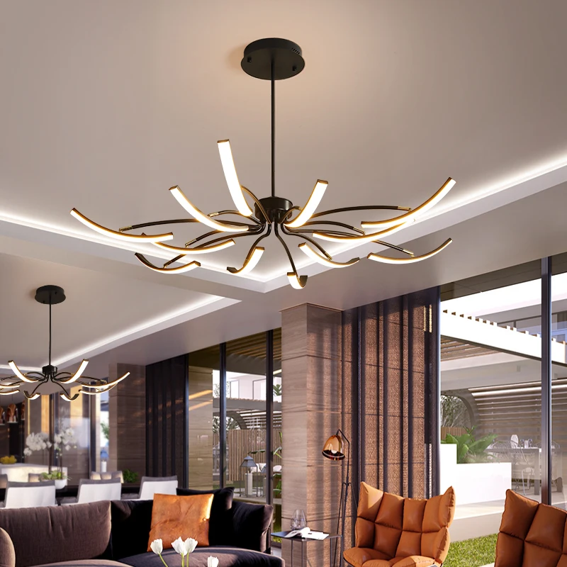 Modern Creativity Matte Black/White and Gold finished Adjustable pendant Lights Indoor Lighting  Chandelier for Living Bedroom