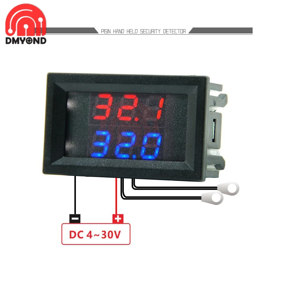 Mini Dual Display Digital Thermometer w/ Dual NTC Waterproof Metal Probe Temperature Sensor Tester for Car Room Indoor