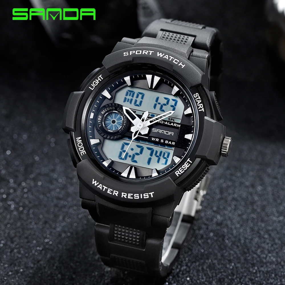 SANDA Sport Digital Watch Men Swimming 50M Waterproof Multifunctional Military LED Electronic Men Wristwatch Relogio Masculino