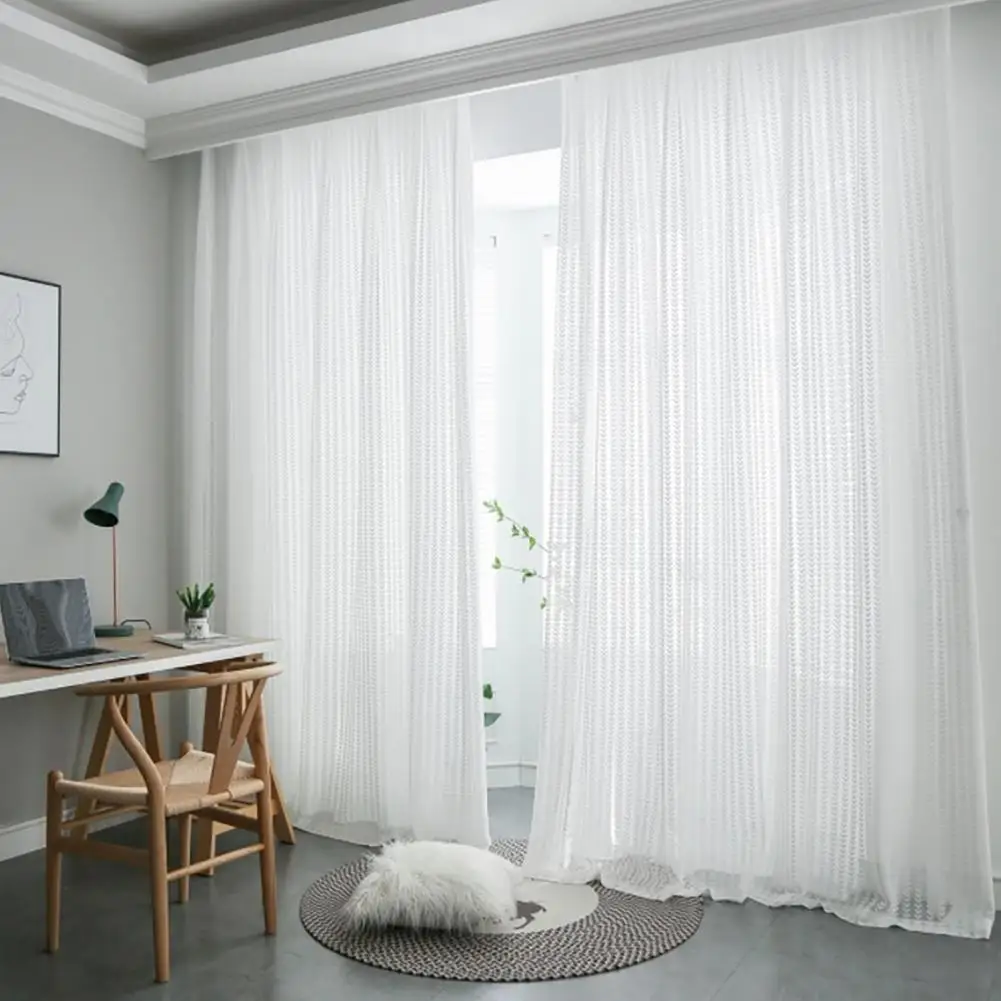 Sheer Curtains Versatile Thick Polyester Window Treatment Curtain Living Room Bedroom Decoration Window Voiles Tulle Curtain