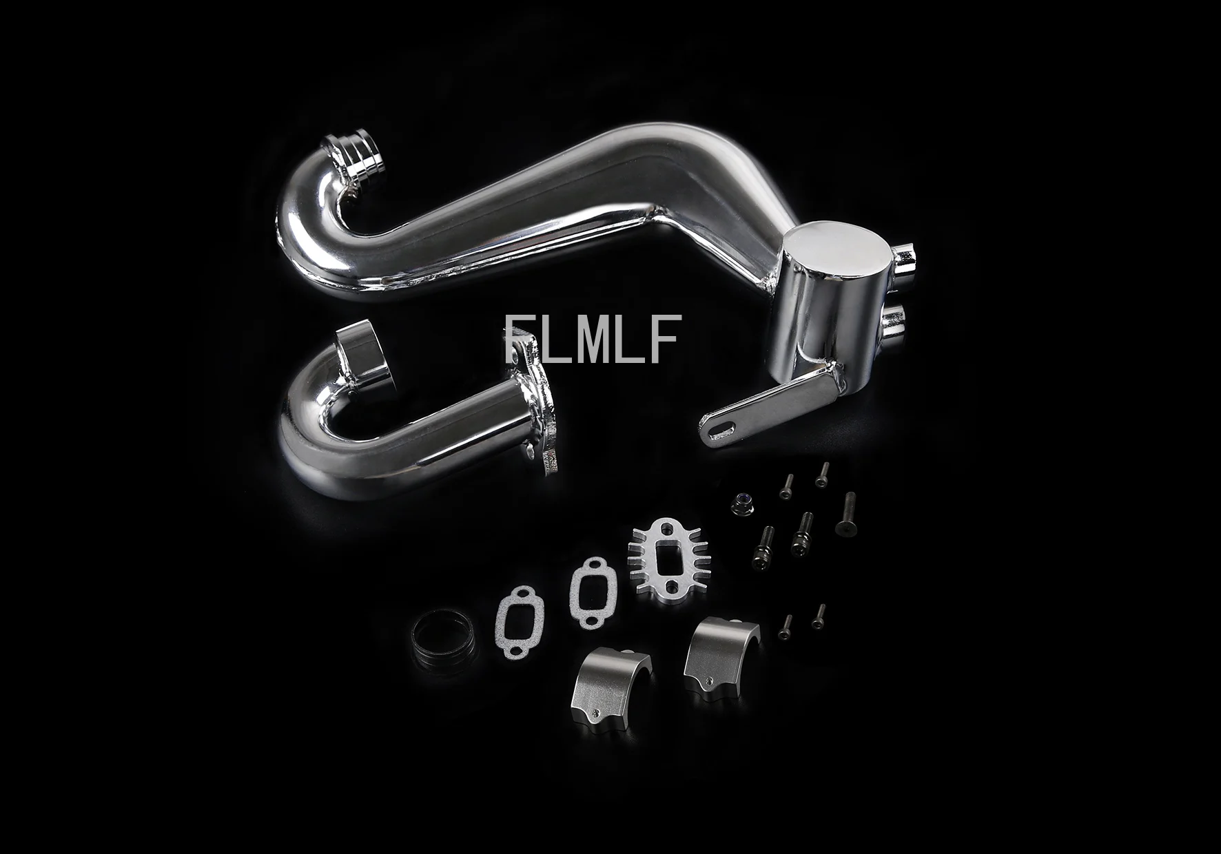 Alloy Silencer Exhaust Pipe with Metal Clamp Fit for 1/5 HPI ROVAN ROFUN KM GTB TS BAJA 5B SS