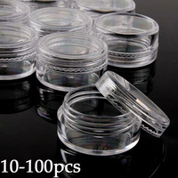 10-100pcs 3g Empty Plastic Cosmetic Makeup Jar Pots Transparent Sample Bottles Eyeshadow Face Cream Lip Balm Container