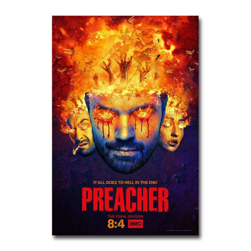 

J0146 Preacher Season 4 TV Series Wall Sticker Silk Poster Art Light Canvas Home Decoration