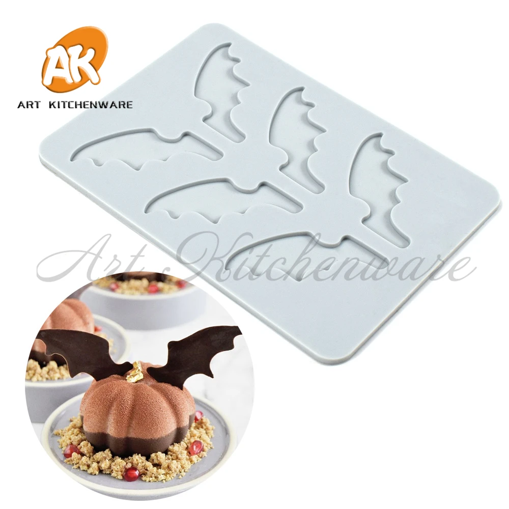 Halloween Bat Wing Sugar Lace Mat Fondant Silicone Mold DIY Chocolate Decor Pad Molecular Cuisine Cake Decorating Tool Bakeware