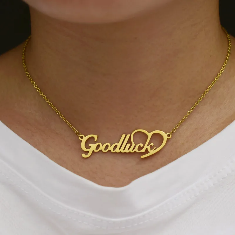 Popular in Europe and the United States, Good Luck necklace retro letter lucky love clavicle chain.