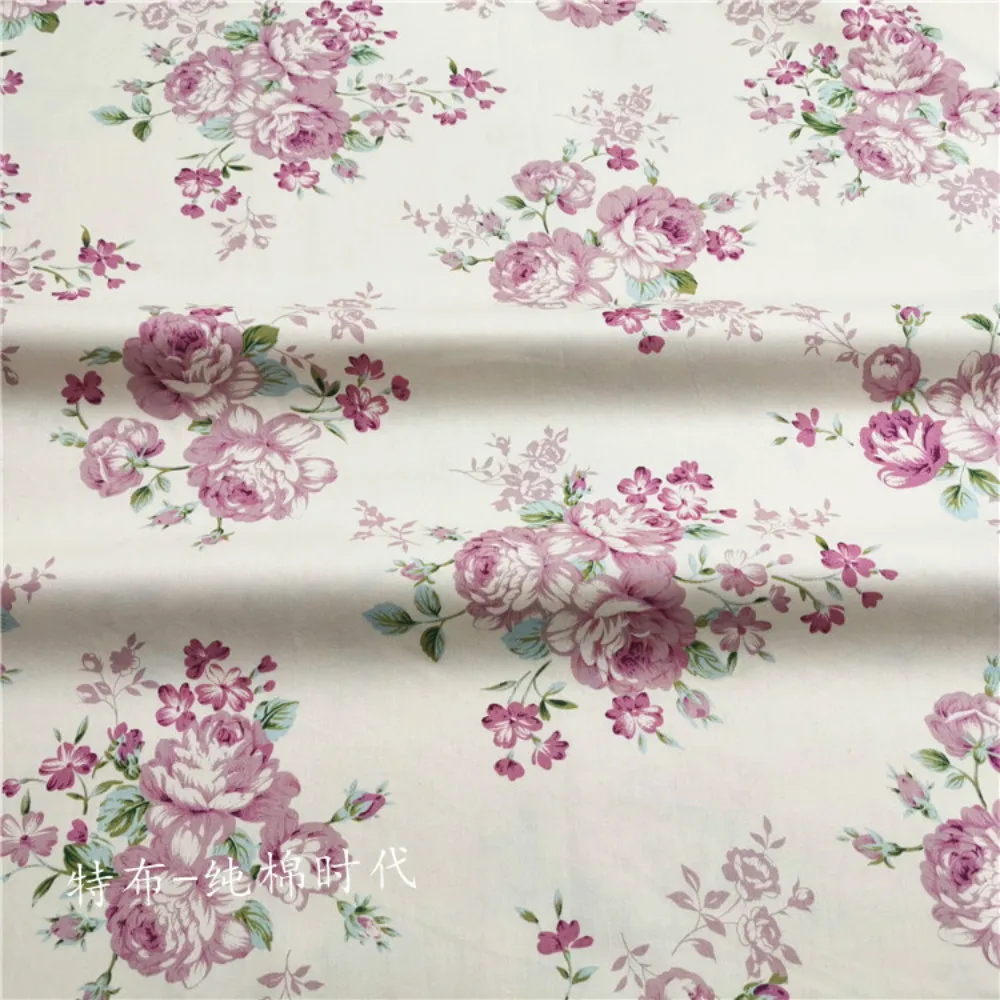 160x50cm Pink Red Rose Twill Cotton Cloth Diy Bedding Women\'s Sleepwear Girls Dress Sewing Fabric for