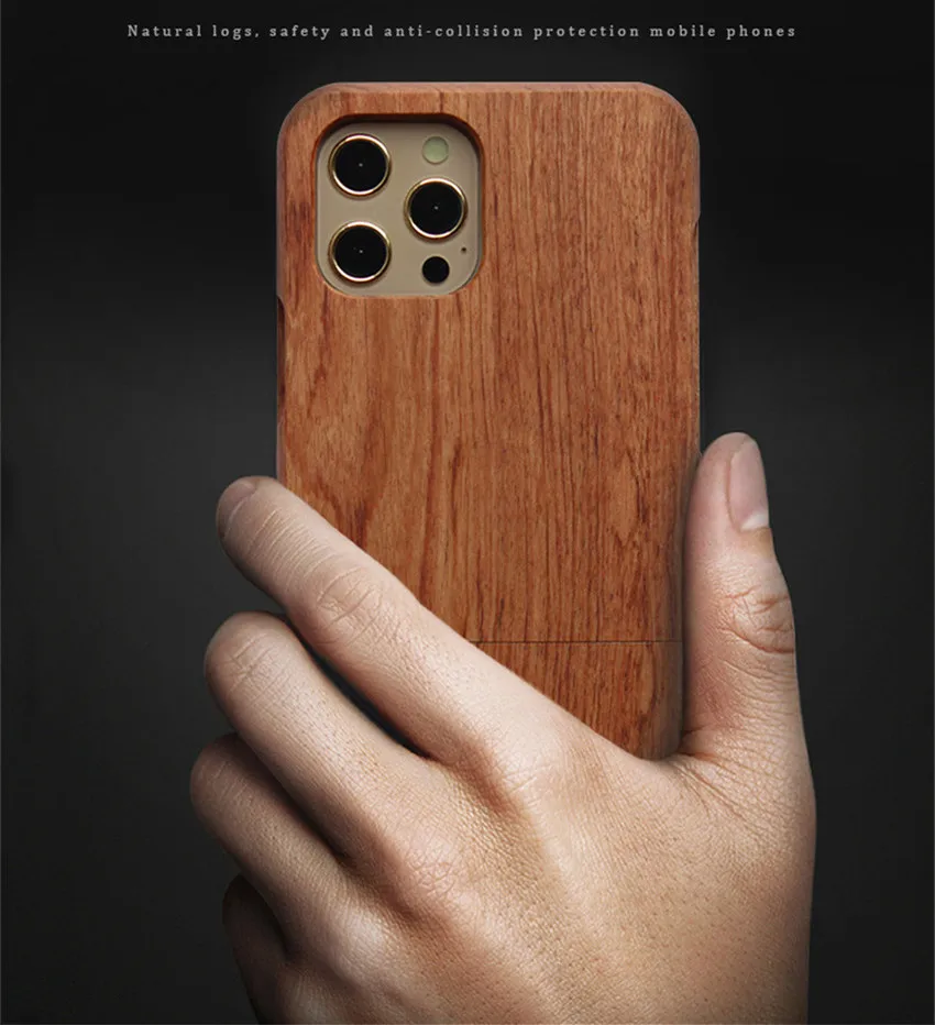 For iPhone 13 Pro Max iPhone12 11 Pro Walnut Cherry Wood Rosewood Bamboo Wooden Back Case Cover