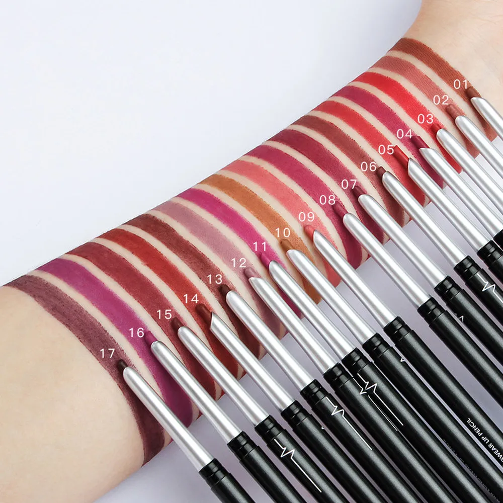 Pudaier 17Colors Waterproof Lip Liner Nude Pigment Lips Makup Lipliner Pencil Long Lasting Easy To Wear Women Matte Lipstick Pen