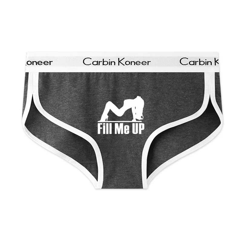 Fill Me Up New Brand Funny Print Briefs for Women Sexy Cotton Sports Underwear Lady Girl Panties Underpant for Female