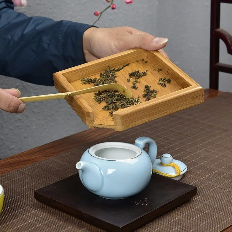 Rectangular Bamboo Tea Tray Kung Fu Puer Tea Saucer Storage Tray Container Tea Ceremony Tea Service Gadgets Japanese Creative