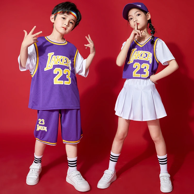 Kids Concert Hip Hop Clothing Cheerleader T Shirt Shorts Streetwear Basketball Uniforms for Girls Boys Dance Costume Clothes