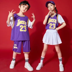 男の子と女の子のためのコンサート服,ヒップホップパターンのTシャツとショーツ,ストリートウェア,バスケットボールユニフォーム