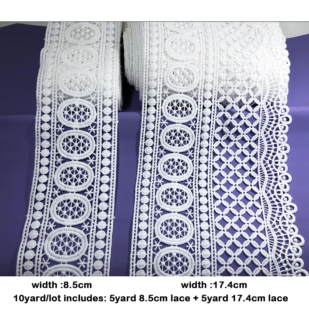 10yard/Lot High Quality White Combination Latest African Lace 2021 Sewing Trim Ribbon Diy Skirt Curtain Wedding Dress Decoration