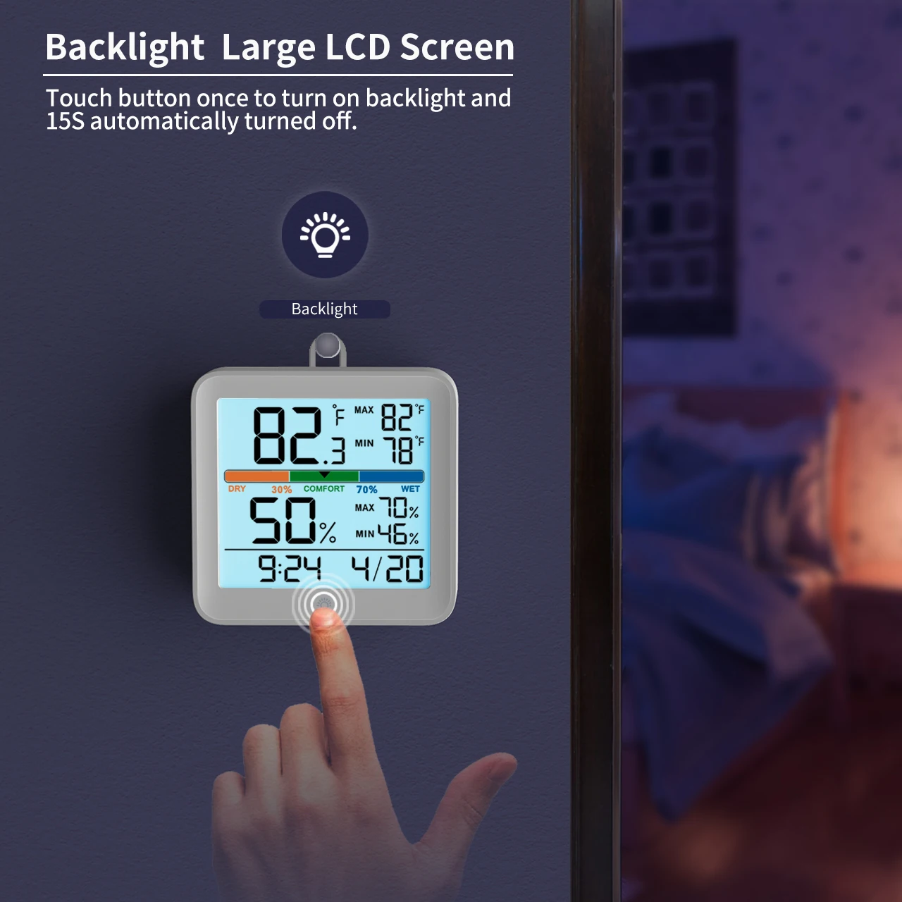 New Miiiw Temperature And Humidity Clock Home Indoor High-precision Baby Room C/F Temperature Monitor Backlight Large LCD Screen