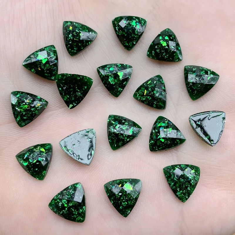 Dark Green Crystals Rhinestones 10mm Trim Flat Back Stones Resin Beads for DIY Wedding Dress Decoration 120pcs -Y251