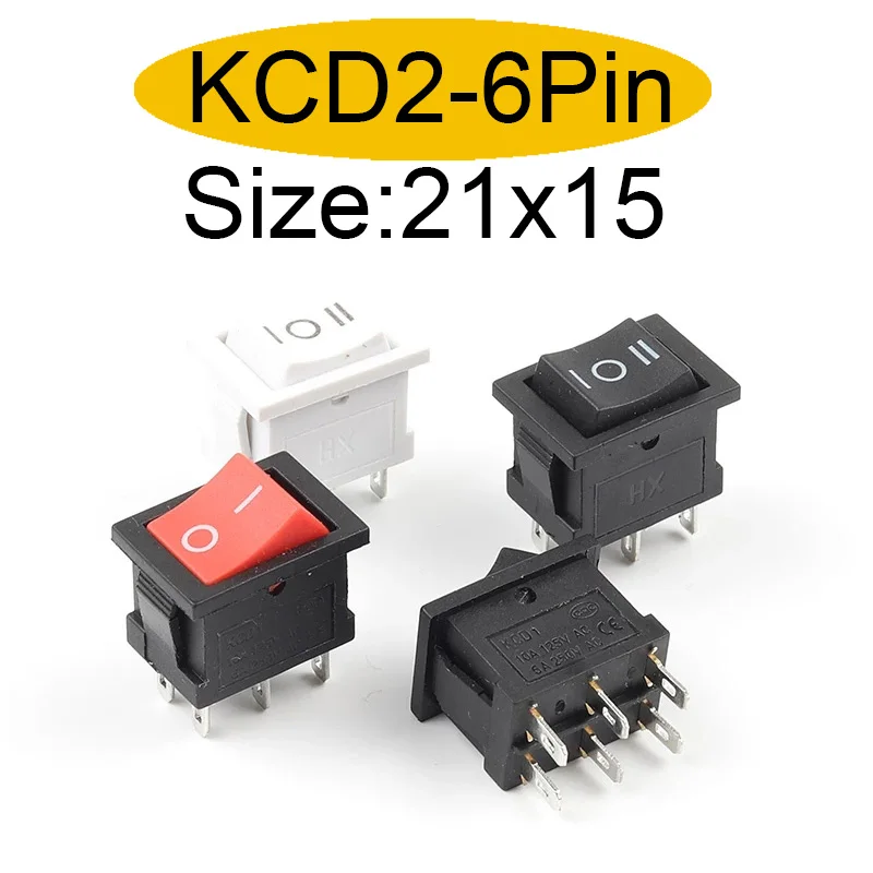 5/10Pcs Rocker Switch 2/3 Position 6PIN 6A/250V 10A/125V Electrical Equipment With Light Power Switch  Boat Power Rocker Switch