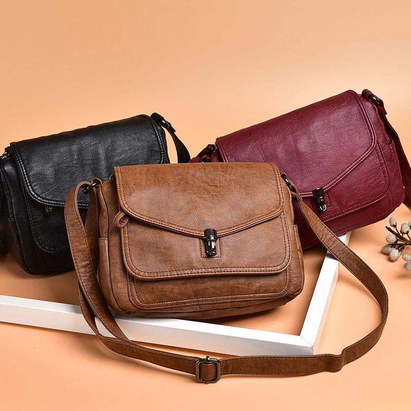 Vintage torby listonoszki dla kobiet 2024 nowe torebki i torebki miękkie skórzane torby Crossbody na co dzień mała torba typu Tote Bolsos