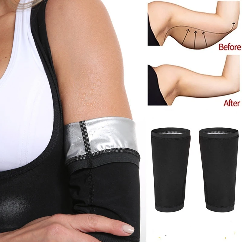 1 Pair Sweat Sauna Arm Band Women Elastic Compression Arm Shaping Sleeves Anti Cellulite Arm Shapers Sport Heating Arm Kit